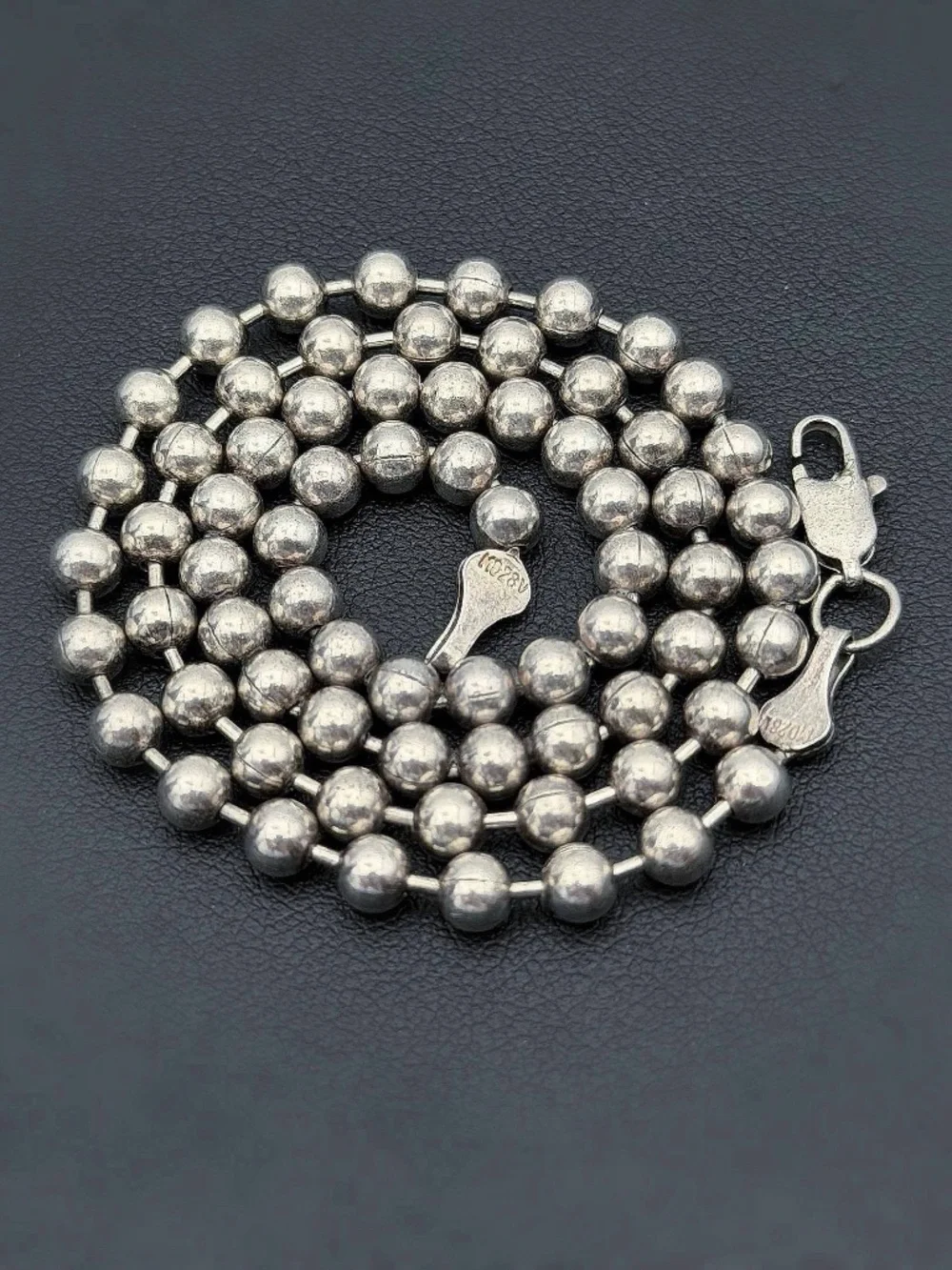 925 Sterling Silver Ball Link Round Bead Chain Necklace 16” 4mm